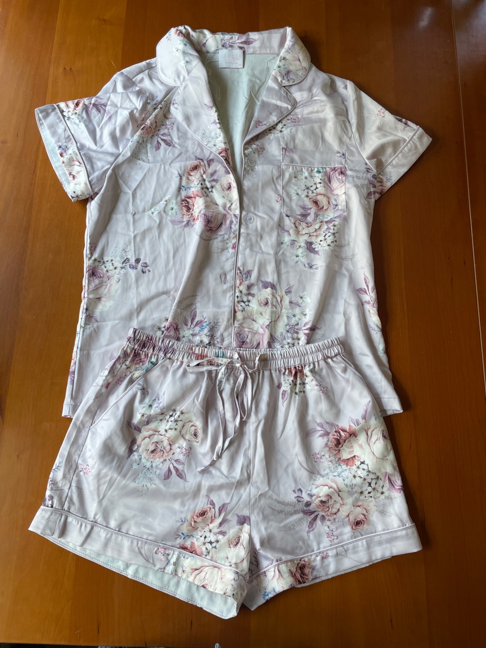 Floral Lavender Satin Women’s Bridesmaid Pajama Set